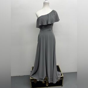 Chic One-Shoulder Gray Dress